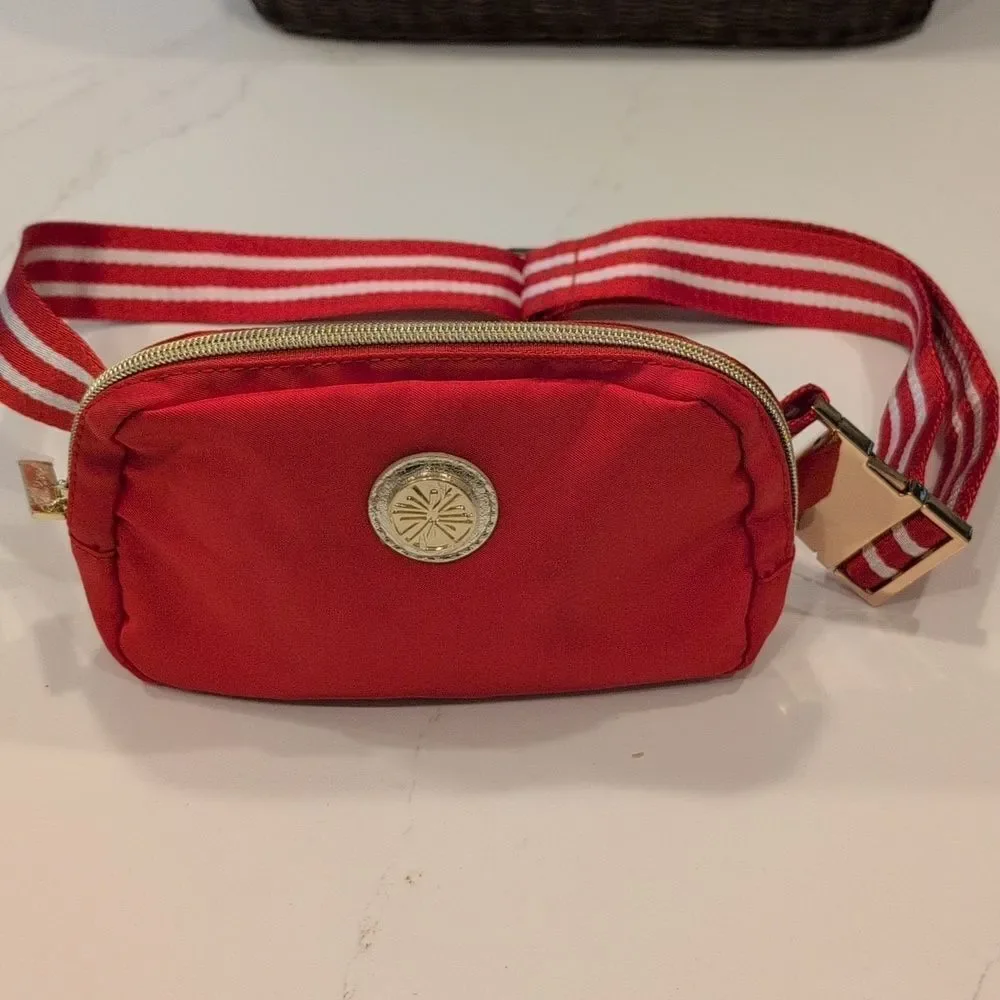 Lilly Pullitzer Jeanie Belt Bag in Mizner Red Striped Web Adjustable Strap